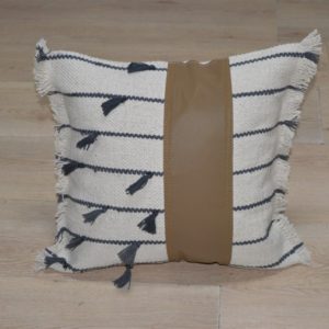 Handmade Leather Cotton Cushion Cover